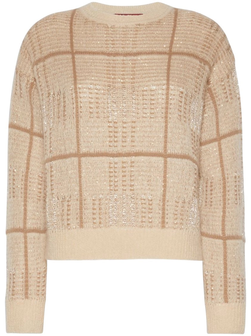 Max Mara Checkered Textured Knit Sweater