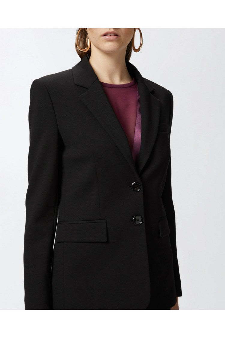 Pinko Black Viscose-Blend Deep V-Neck Blazer