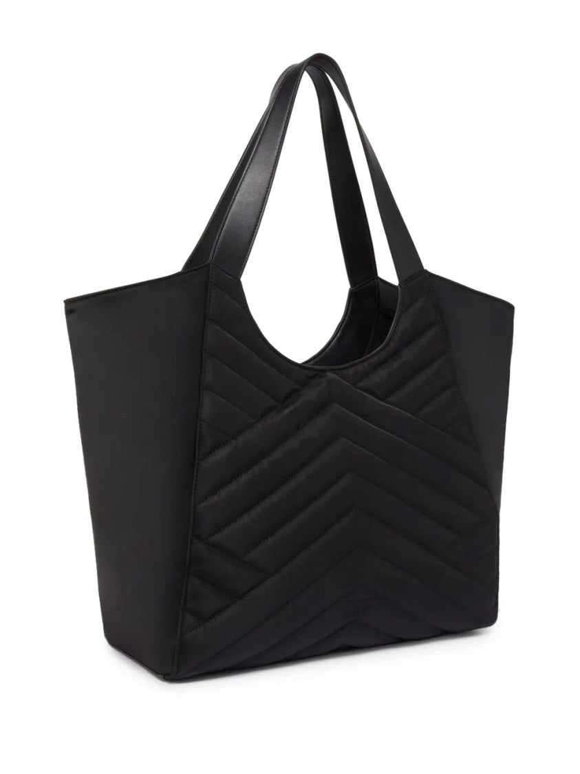 Pinko Quilted Black Nylon Tote Bag