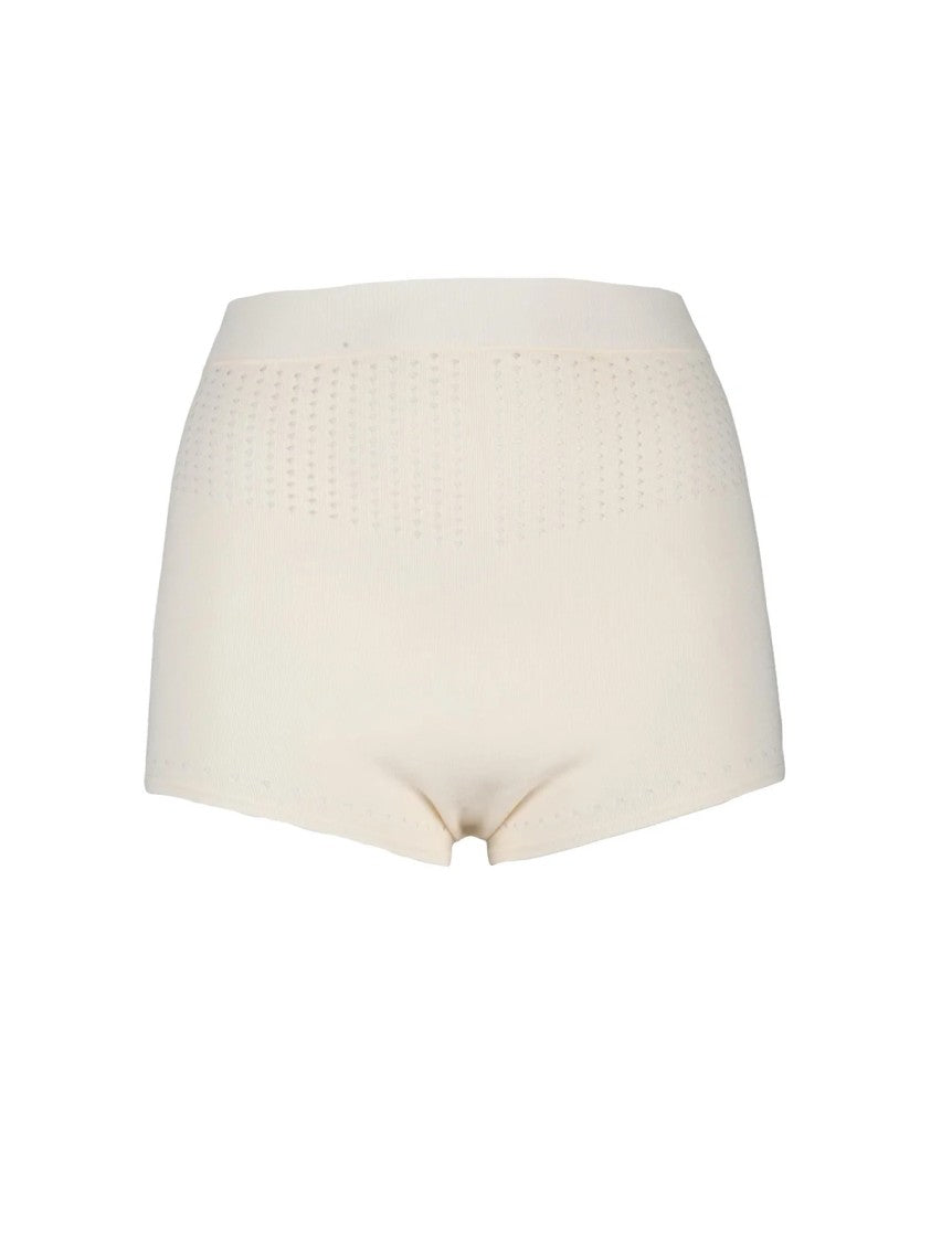 Max Mara White High-Waisted Perforated Viscose-Blend Knit Shorts