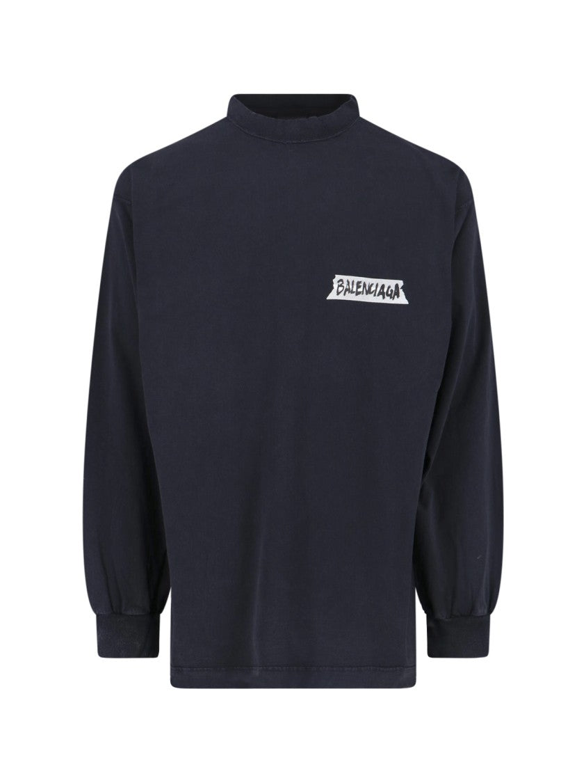 Balenciaga "Masking Tape" Long Sleeve T-Shirt – Black
