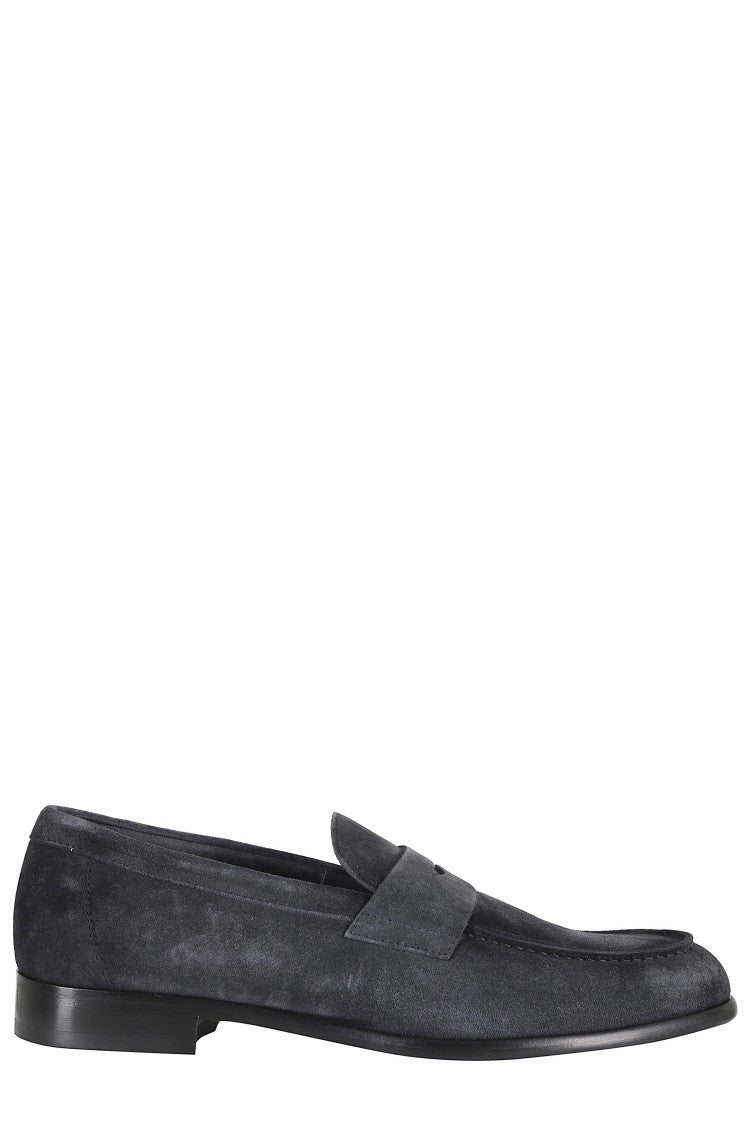 Doucal's Blue Penny Rubber-Sole Suede Loafers