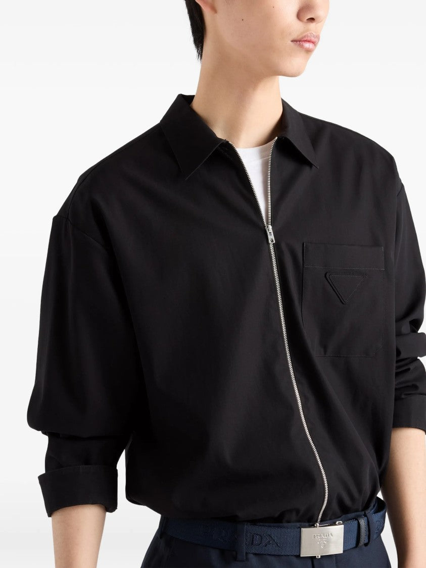 Prada Black Zip-Up Fabric Shirt