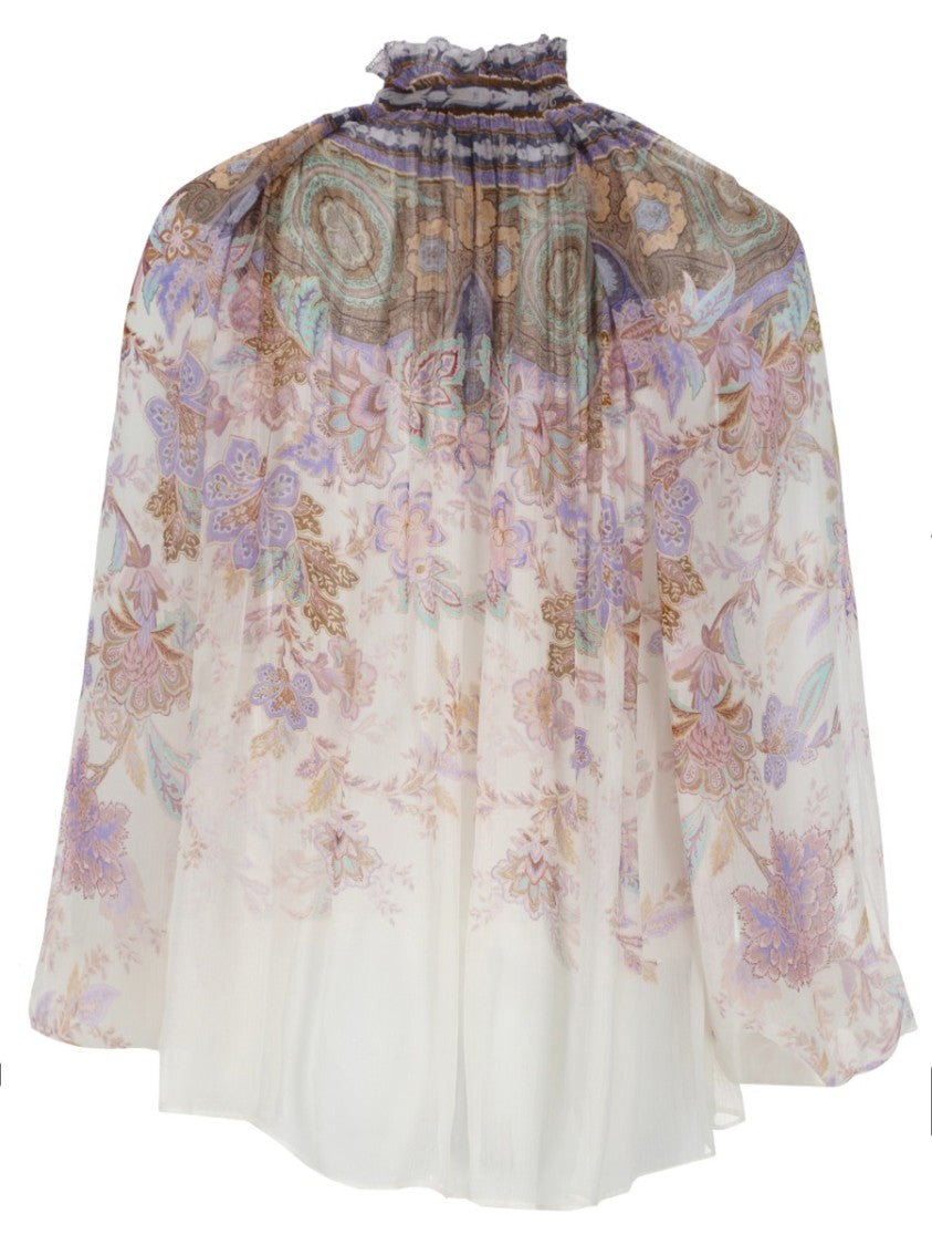Zimmermann Luna Floral Paisley Semi-Sheer Blouse