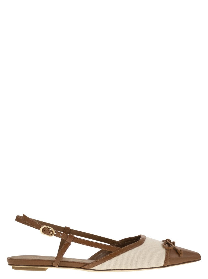 Stuart Weitzman Kitty - Leather And Linen Slingback