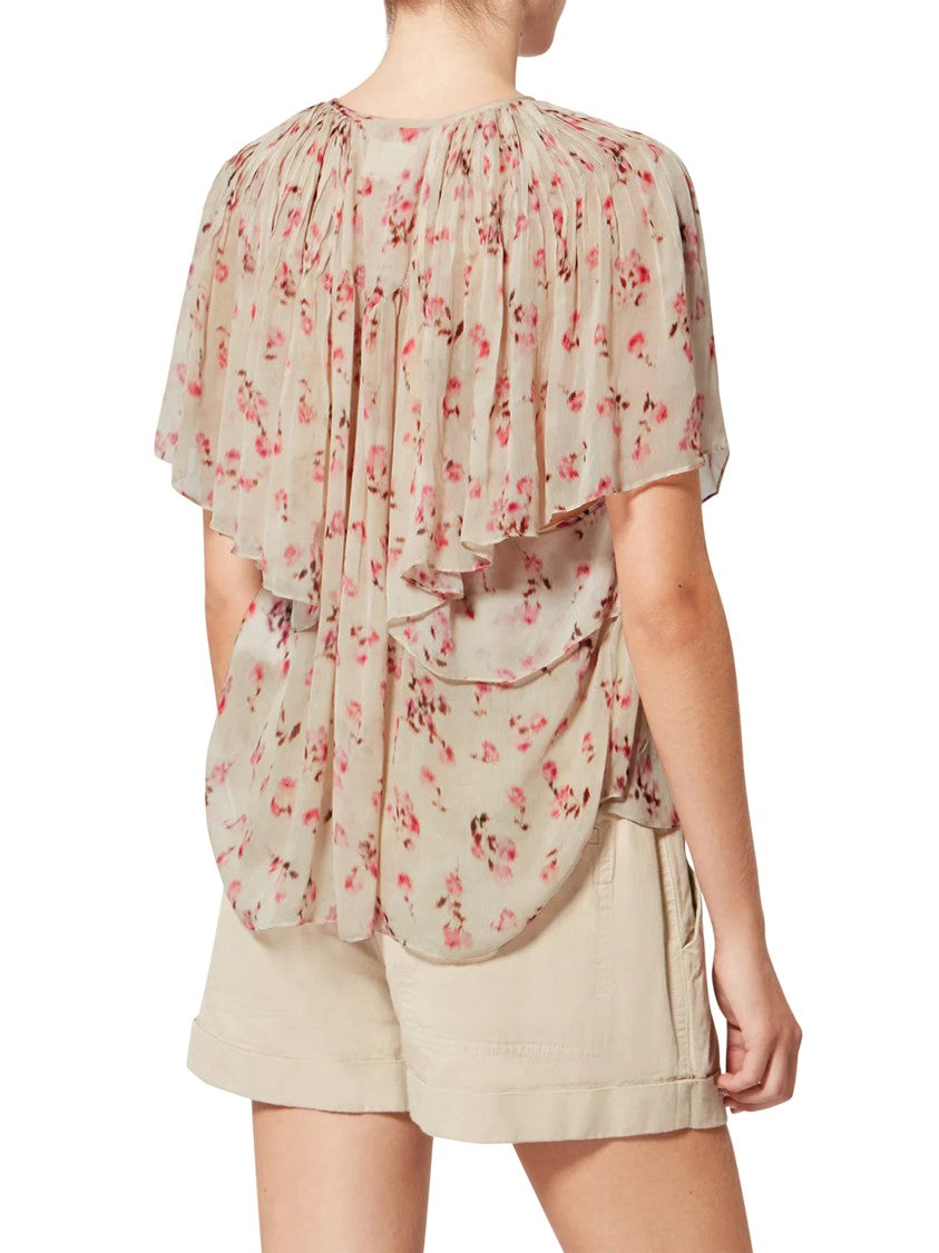 Isabel Marant Étoile Flowy Beige Blouse With Delicate Floral Print
