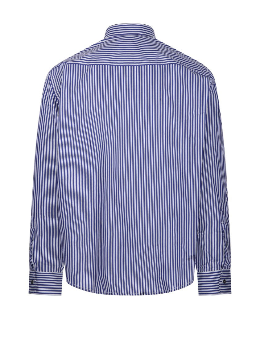 Ami Embossed Tonal Striped Shirt With Button-Down Collar