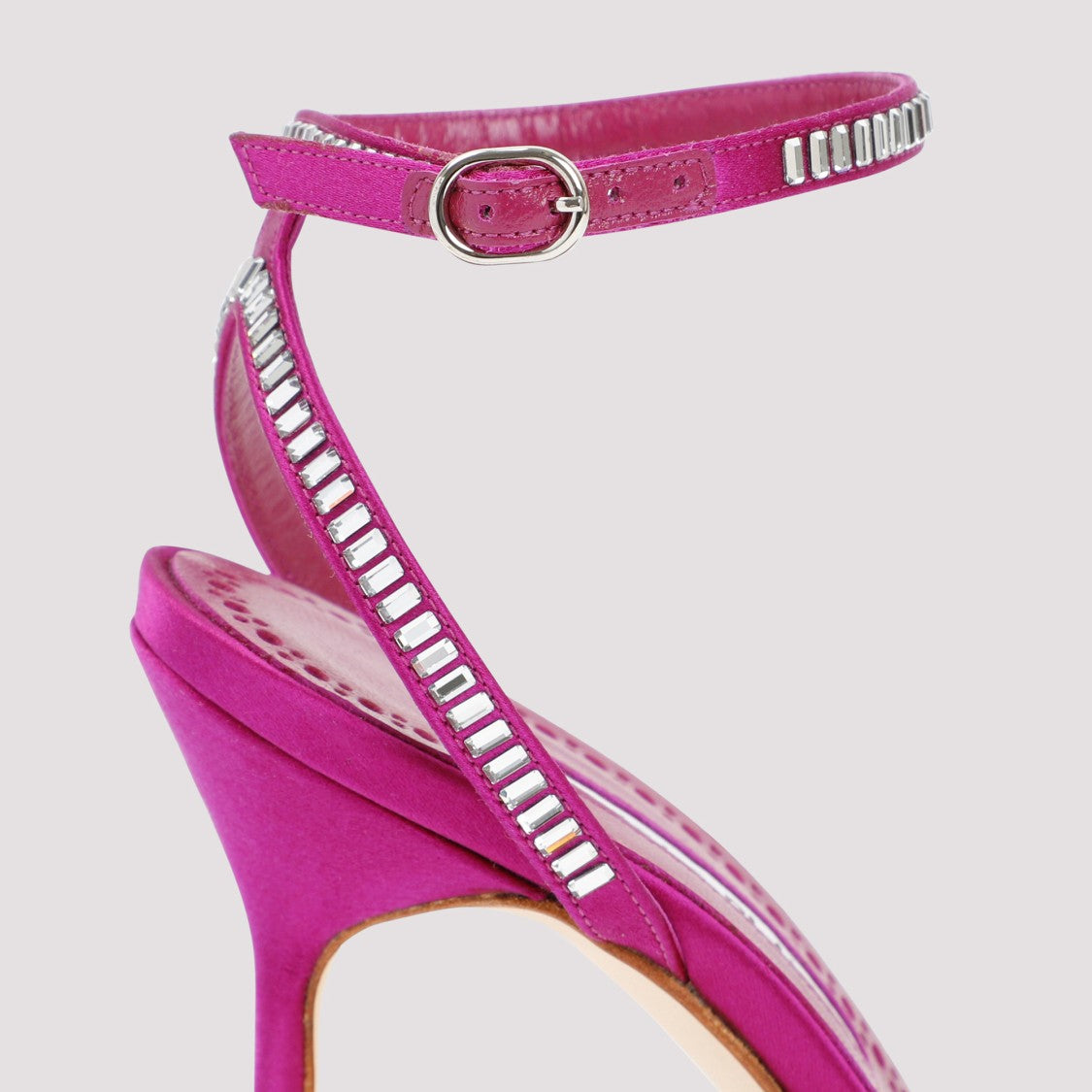 Manolo Blahnik Pink Satin Crinastra Sandal 105