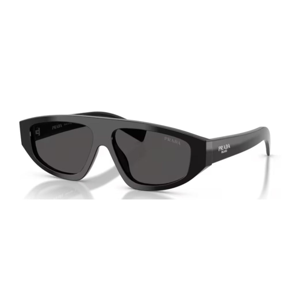 Prada Bold Sculpted Black Acetate Sunglasses With Dark Grey Lenses