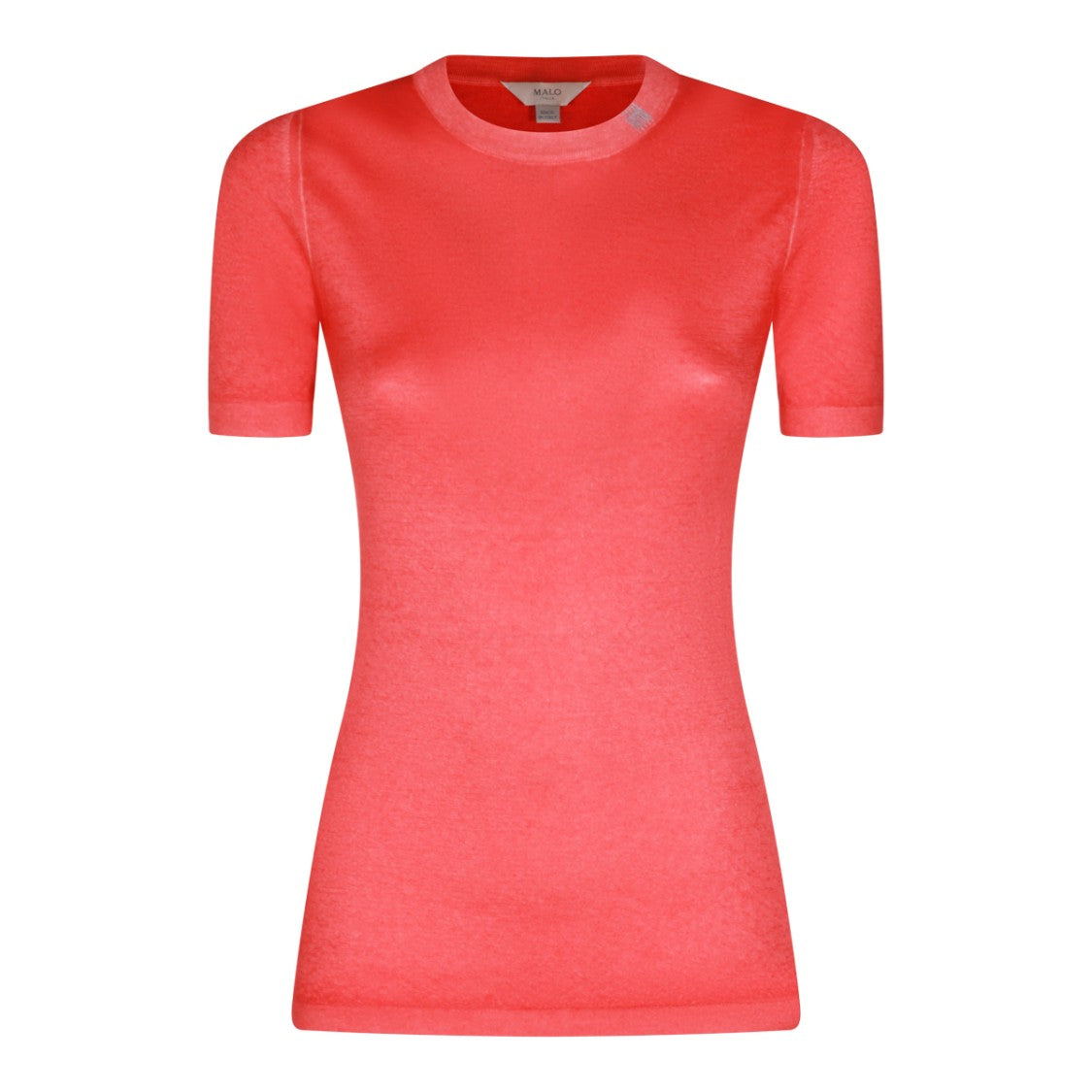 Malo Slim Fit Wool Knit Sweater With Crew Neck And Short Sleeves