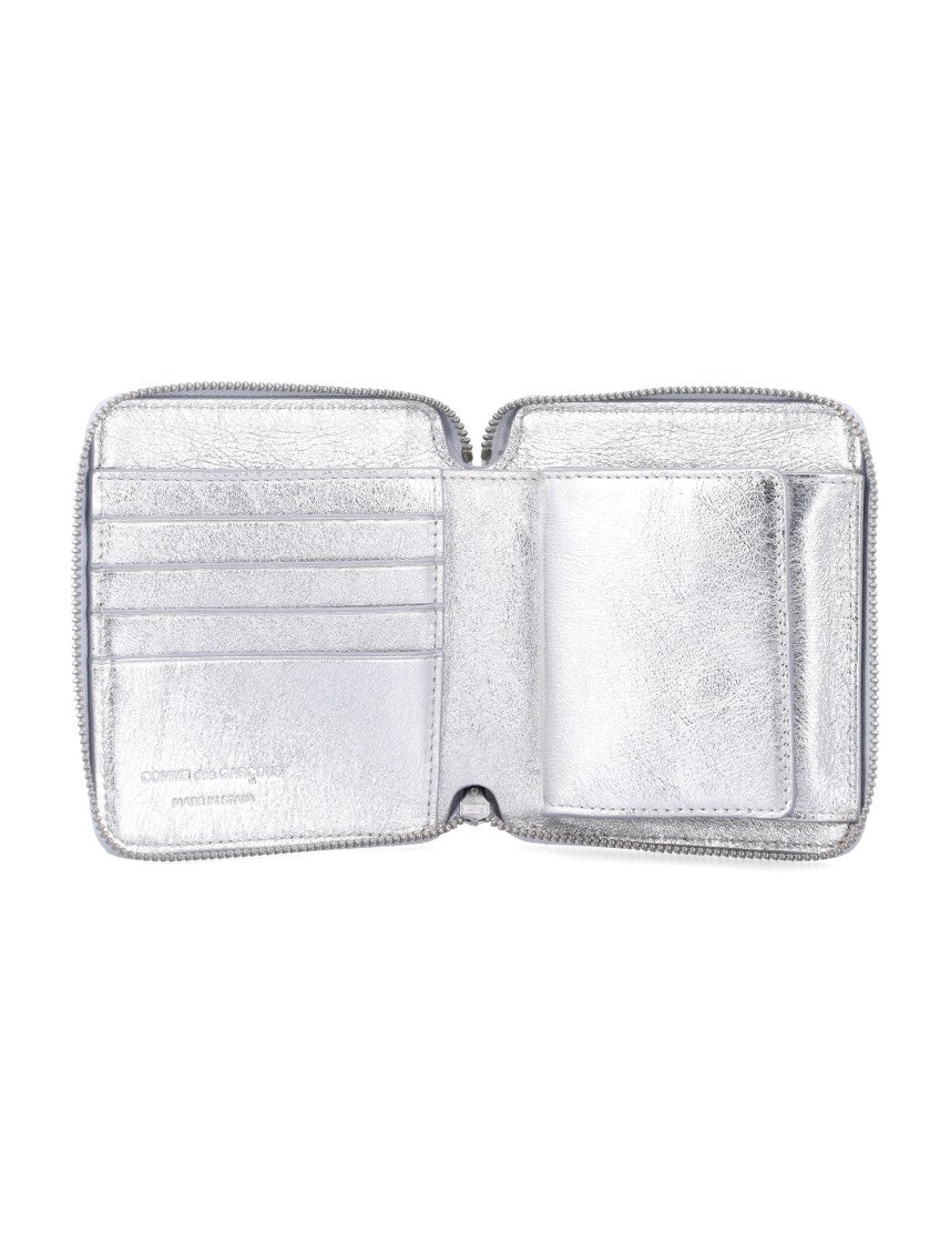 Comme Des Garçons Textured Metallic Leather Zip-Around Wallet