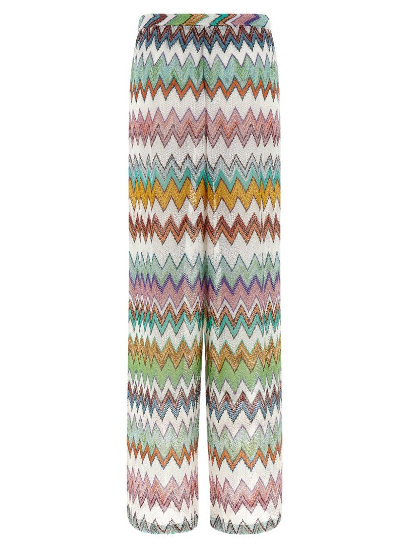 Missoni Wide-Legged Zigzag Patterned Pants With Shimmering Lamé Effect