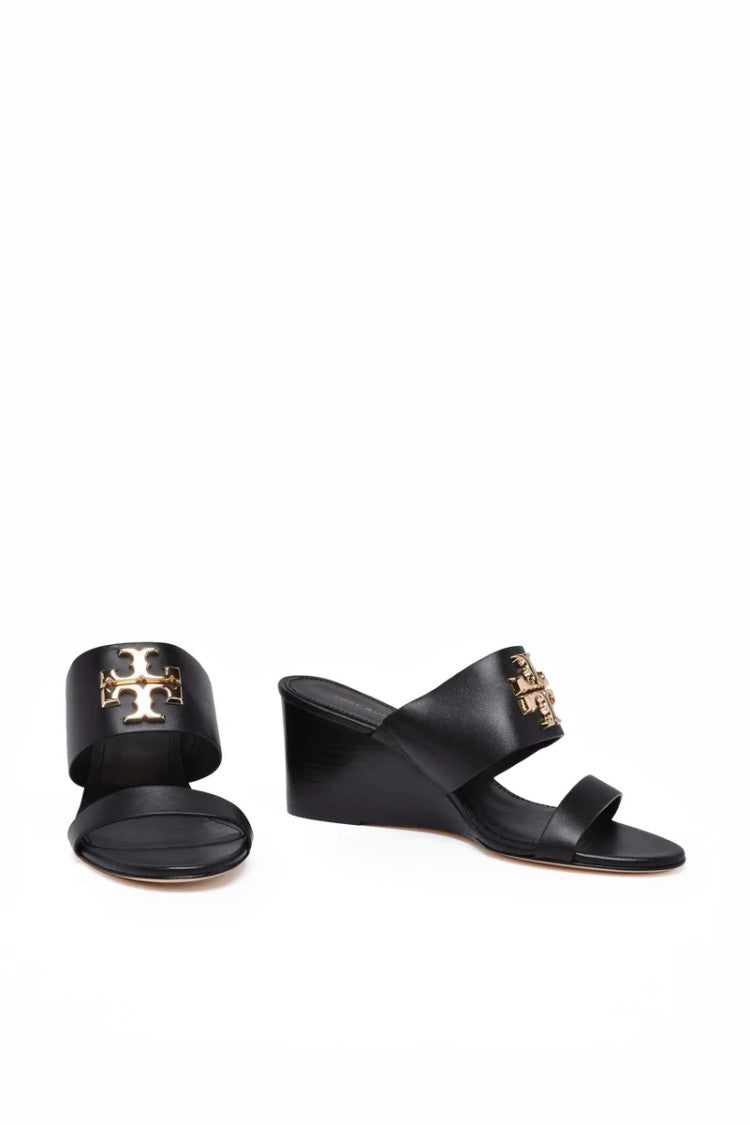 Tory Burch Wedge Mules - Black