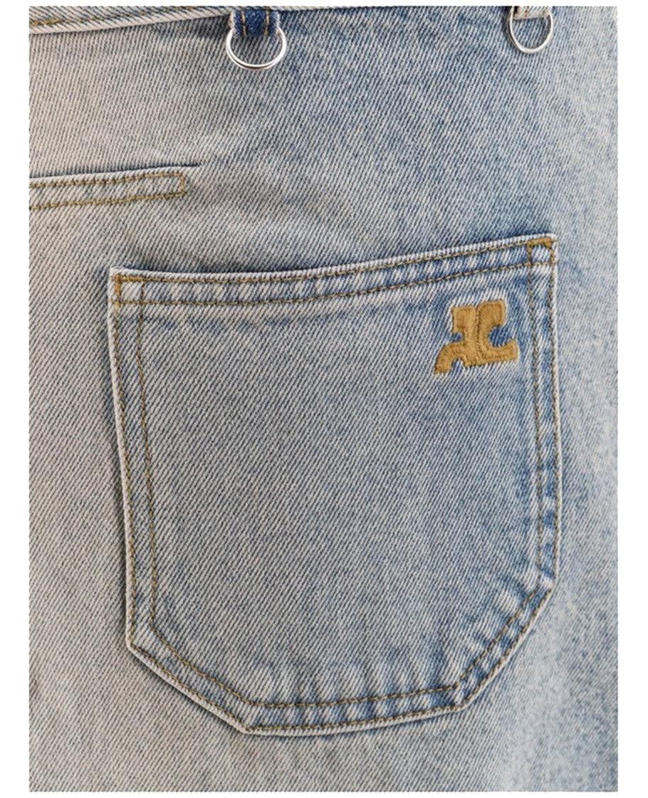 Courrèges Light Blue Cotton Denim Skirt