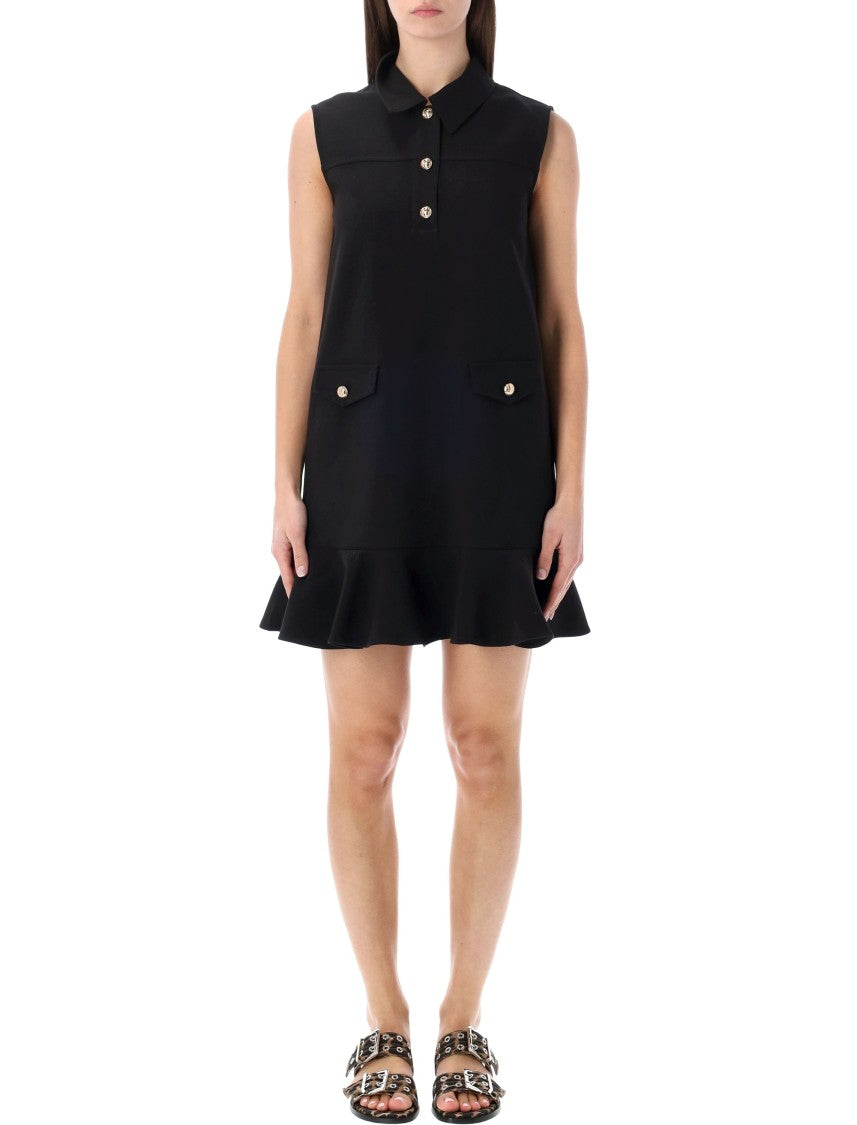 Ganni Twill Ruffled Hem Mini Dress