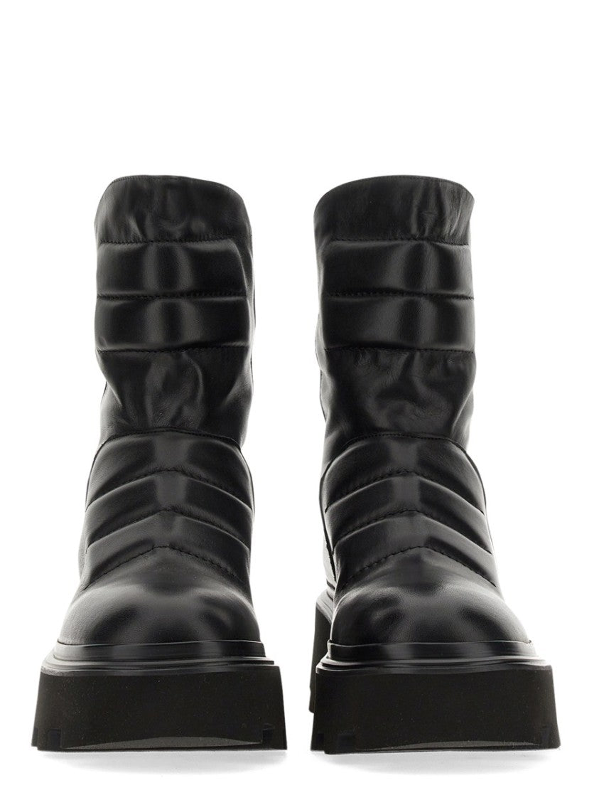 Elena Iachi Chunky Black Leather Boot