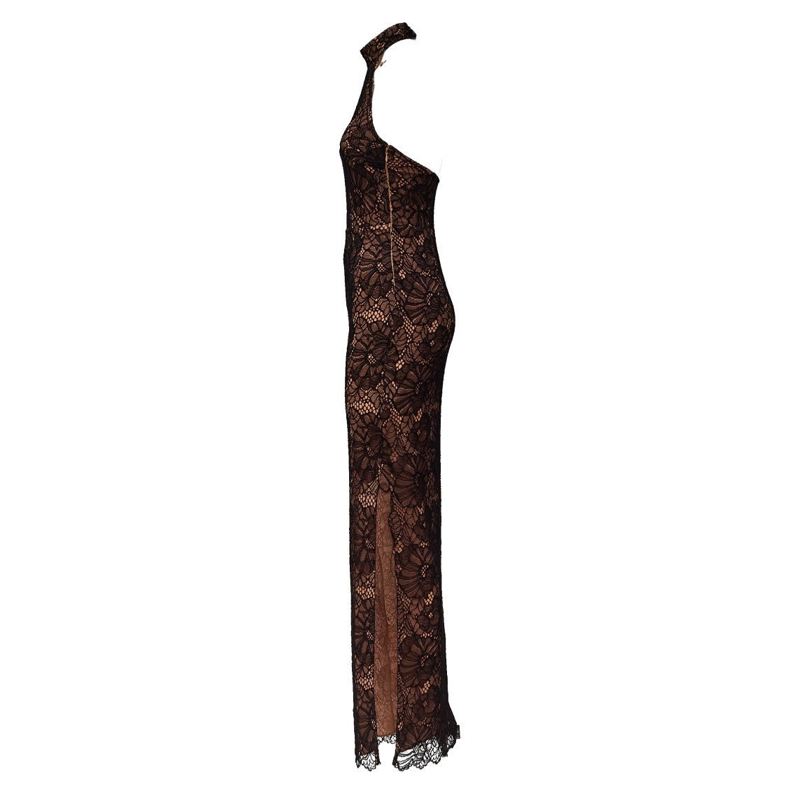 Rotate Kasia Lace Halterneck Dress With Open Back And Scalloped Hem
