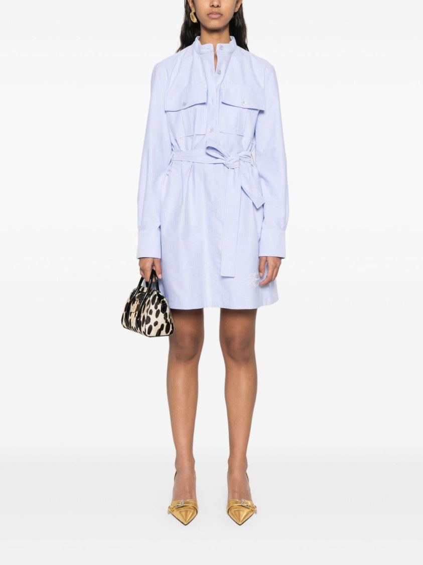 Givenchy Light Blue Midi Dress With Front Button Placket