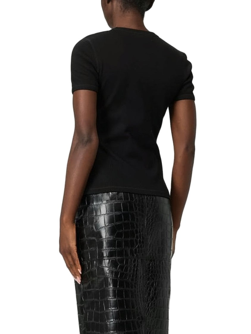 Alexander Mcqueen Fitted Ribbed Black Top