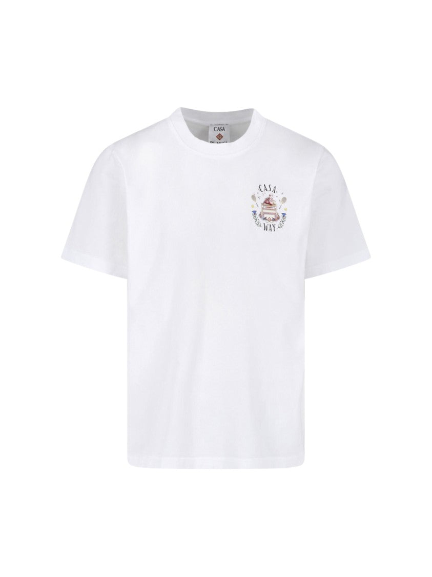 Casablanca Graphic White T-Shirt With Flamingo And Casaway Design