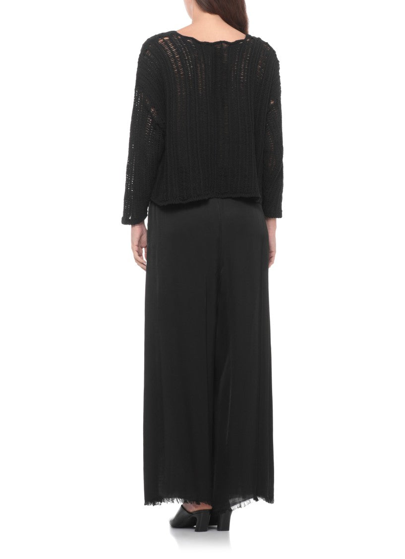 Sanctamuerte Black Wide Neck Cotton Sweater