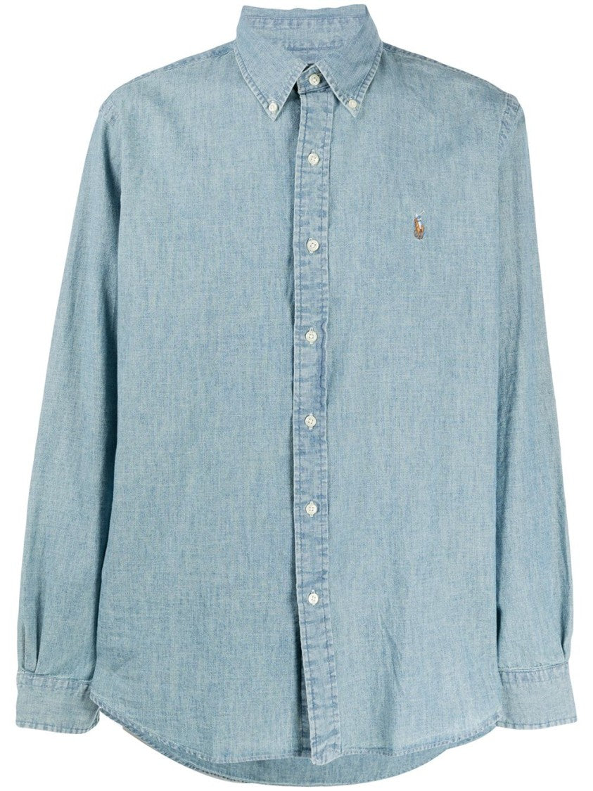 Polo Ralph Lauren Light Blue Denim Shirt With Classic Collar