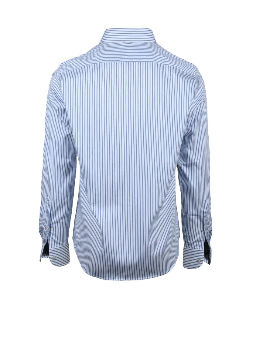 Ghirardelli Tailored Stripe Pattern Cotton Shirt For Casual Elegance