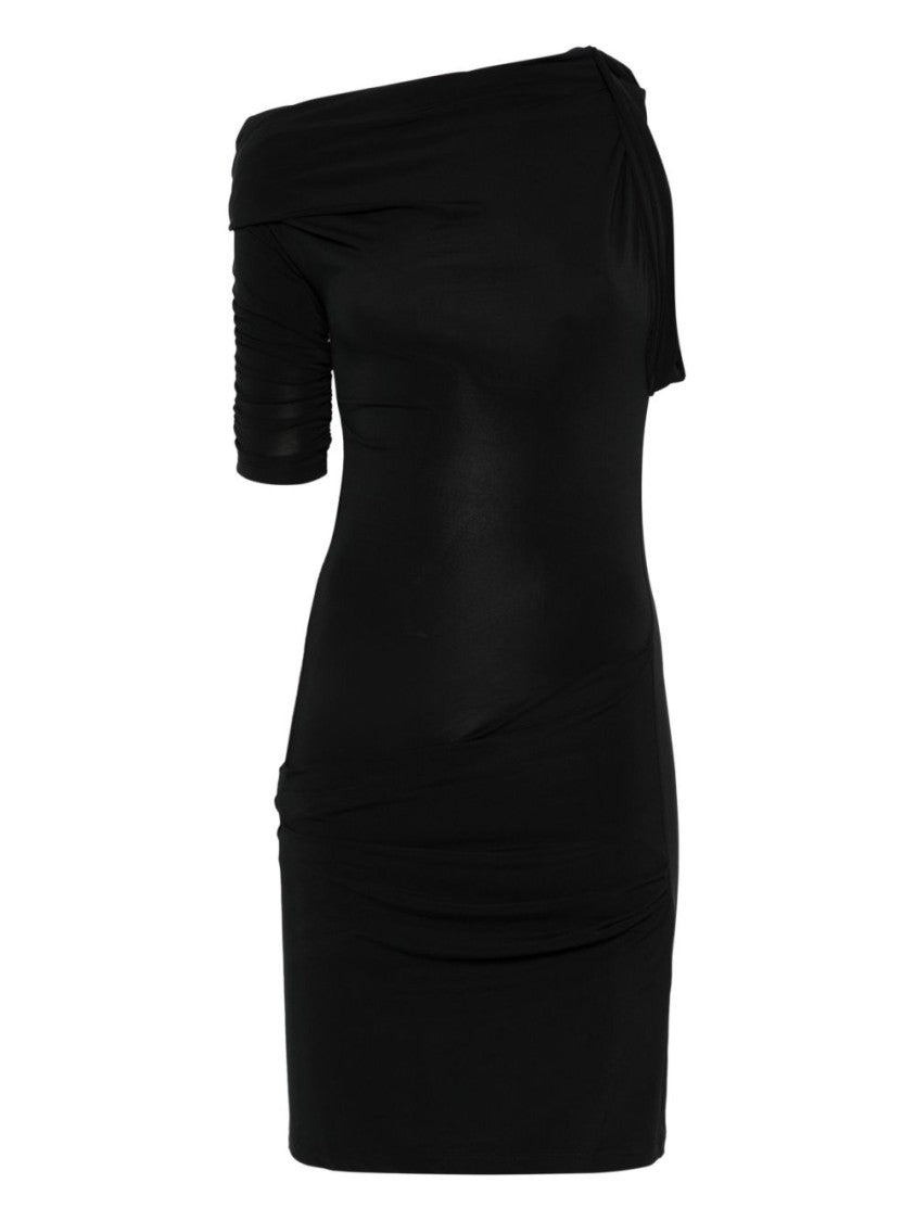 Jacquemus Black One Shoulder Draped Sleeveless Dress