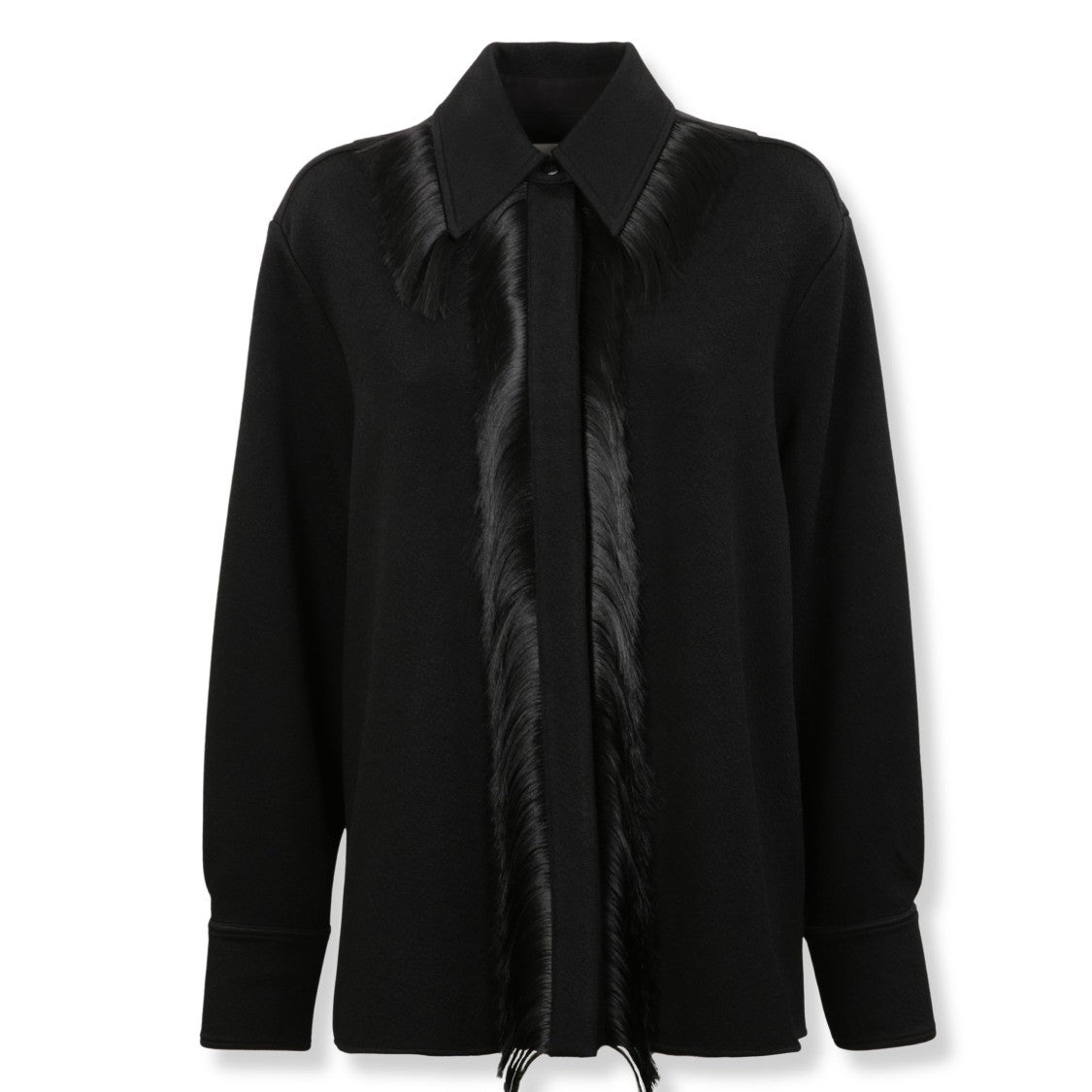 Jil Sander Overshirt With Fringed Front Detailing