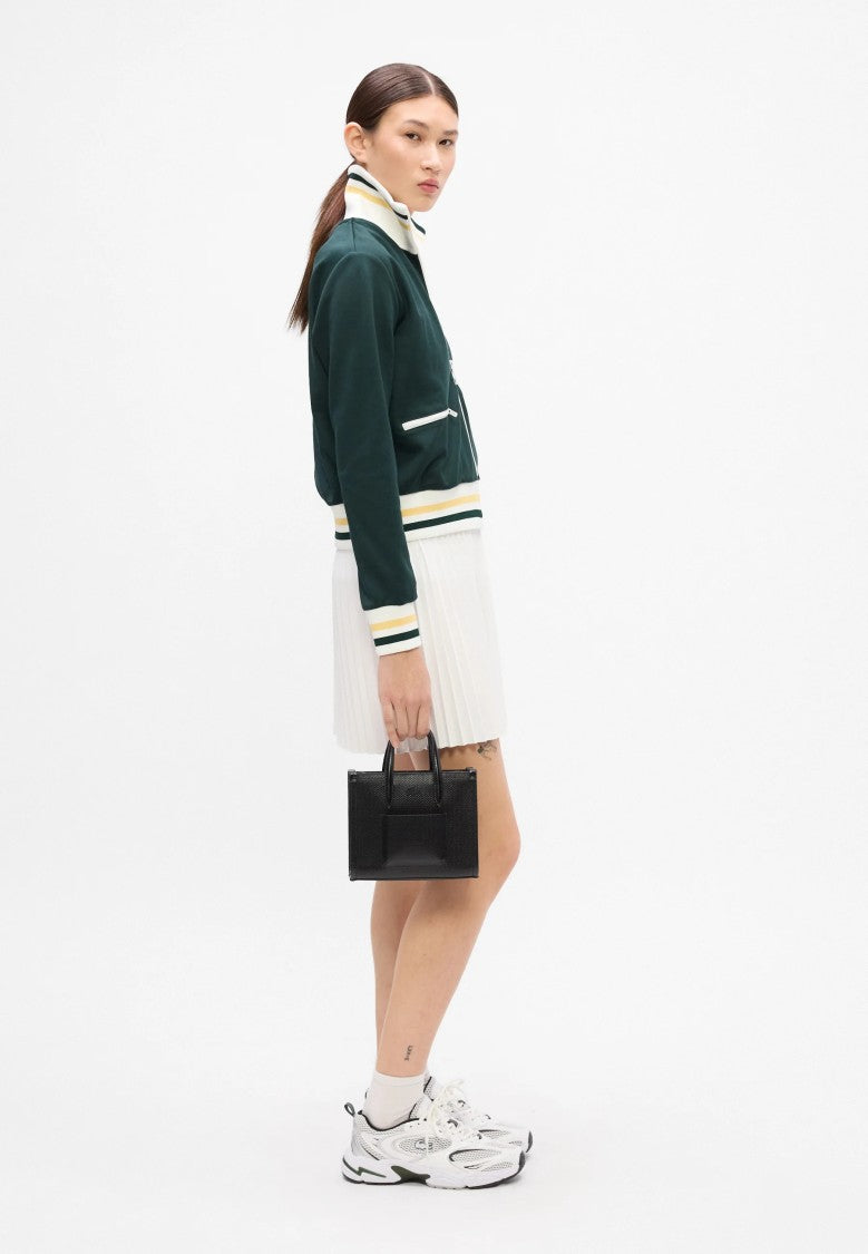 Lacoste Cropped Striped Trims Embroidered Logo Jacket