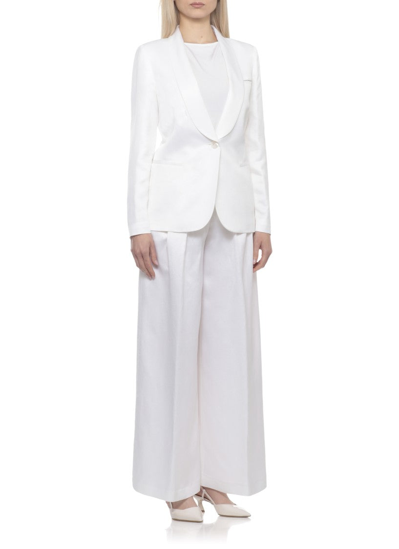 Peserico Ivory Viscose Shawl Collar Blazer