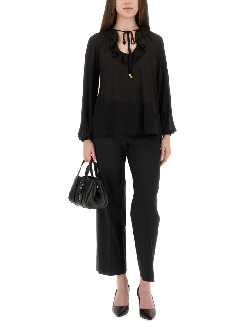 Michael Michael Kors Ruffled Neckline Blouse With Tie Detail