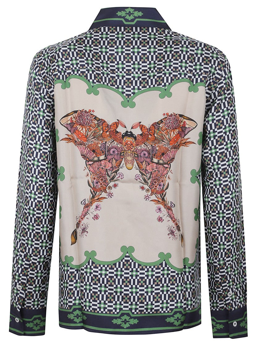 La Double J Silk Shirt With Geometric Checkered Pattern