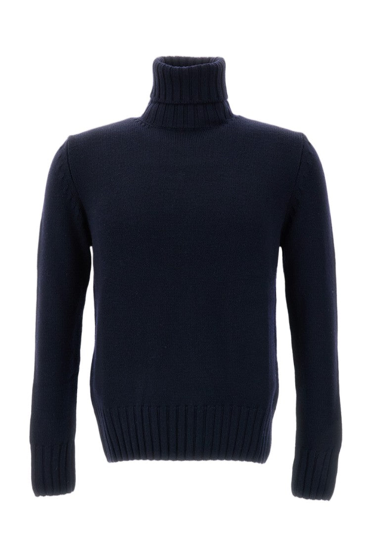 Customer Lovers Blue Ribbed Wool Turtleneck Sweater