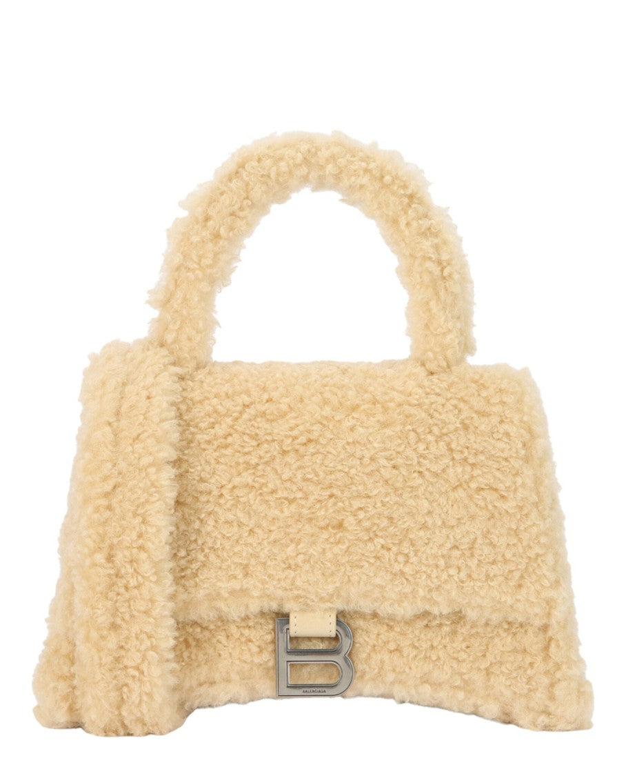 Balenciaga Hourglass Faux Shearling Shoulder Bag