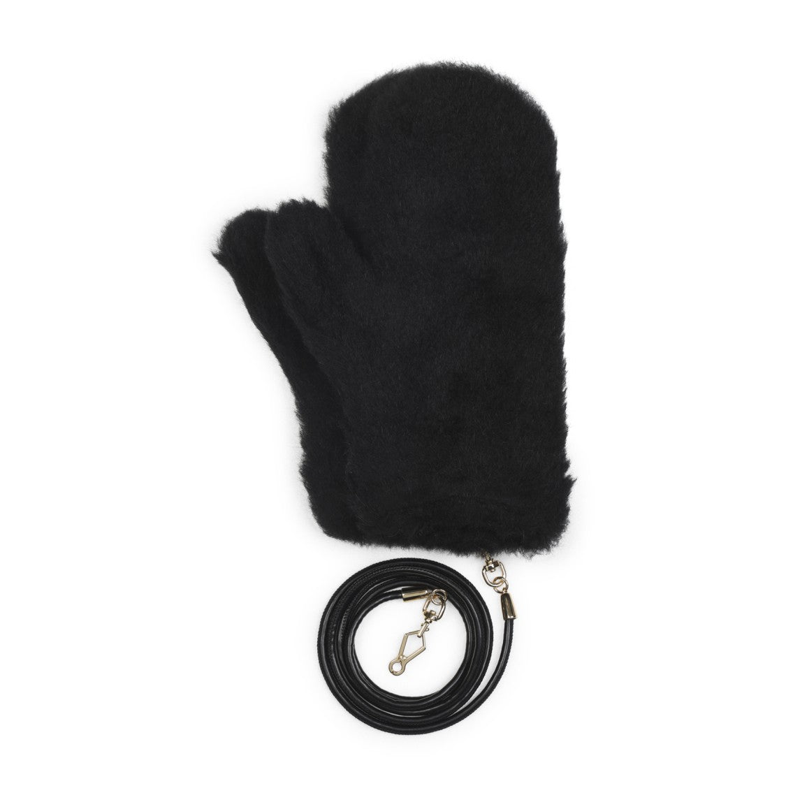 Max Mara Plush Black Alpaca And Wool Blend Gloves