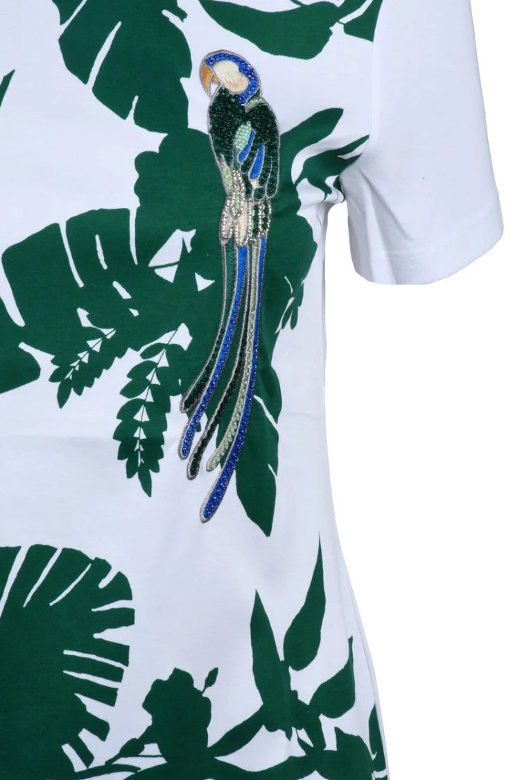 Max Mara Green White Cotton T-Shirt