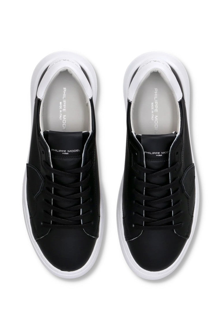 Philippe Model Temple Black White Trim Leather Sneakers
