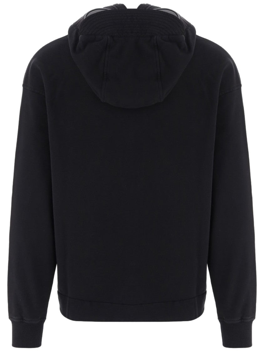 C.P. Company Black Minimalist Pocketed Zip-Up Hoodie