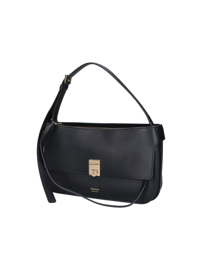 Ferragamo Black Cara Xs Calf Leather Shoulder Bag