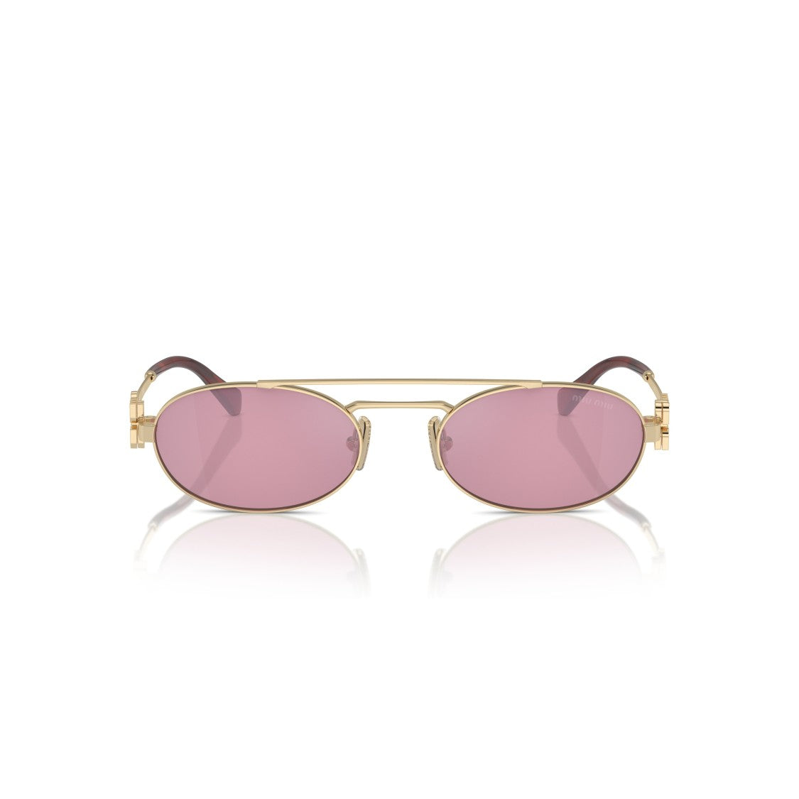 Miu Miu 0Mu 54Zs Gold Metal Oval Sunglasses