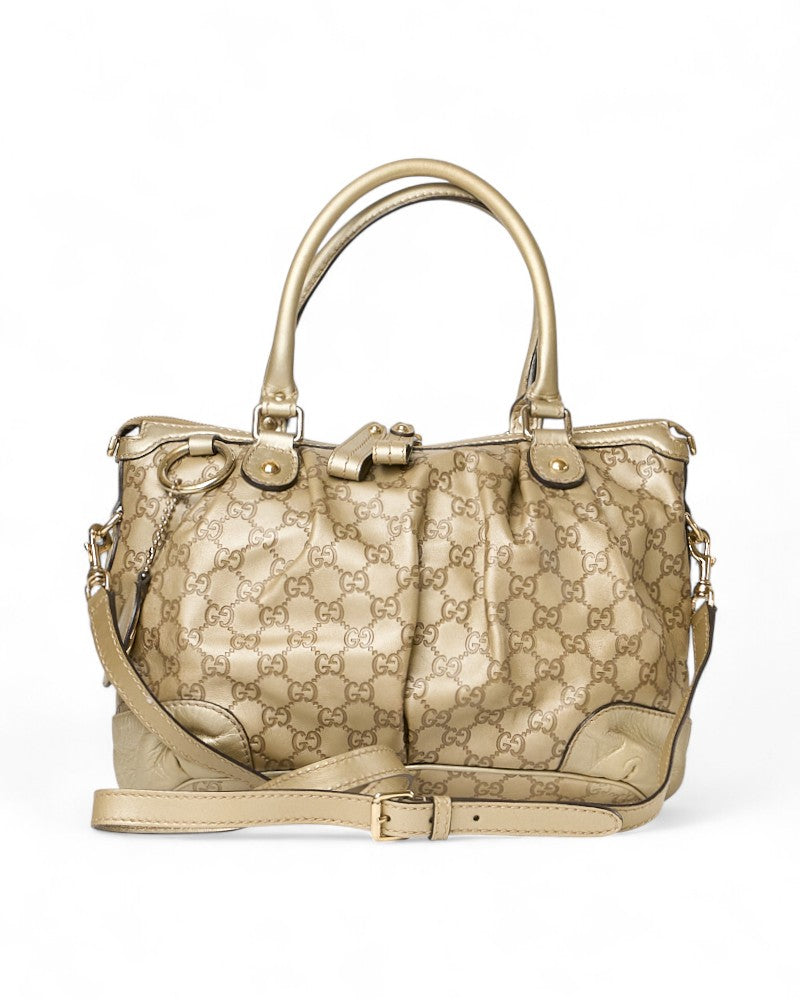 Gucci Sukey Medium Gg Ssima Shopper Gold