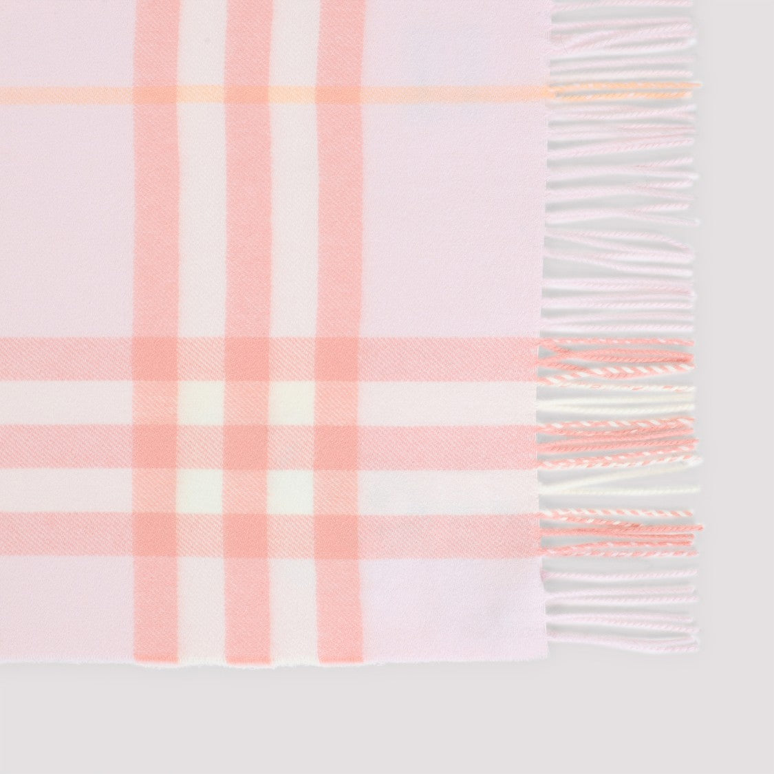 Burberry Check Pattern Fringed Cashmere Scarf