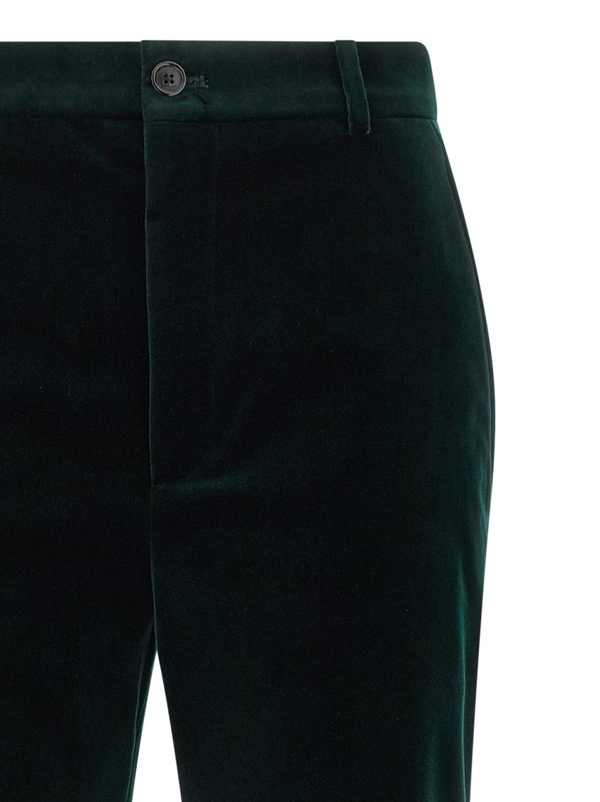 Saint Laurent Smooth Velvet Trousers With Slightly Cropped Straight Leg