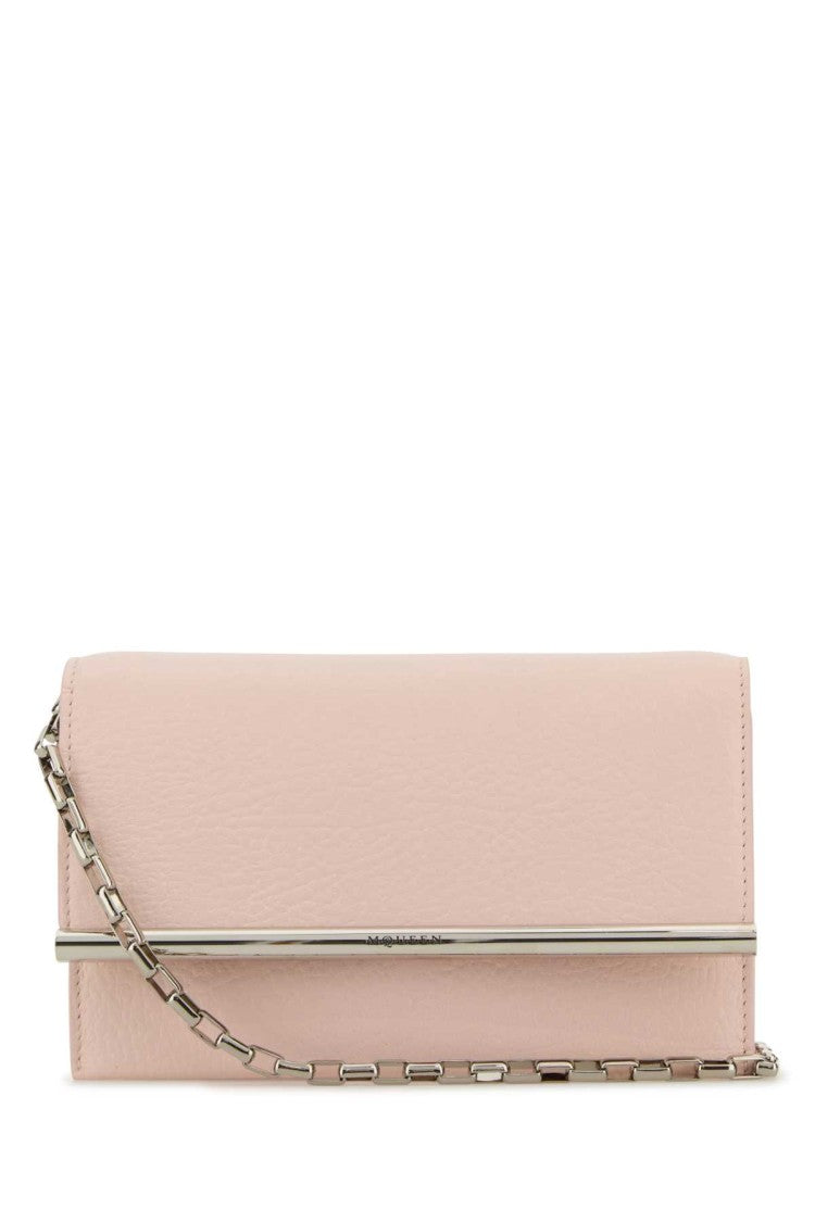 Alexander Mcqueen Pink Leather Mini Cross-Bar Clutch