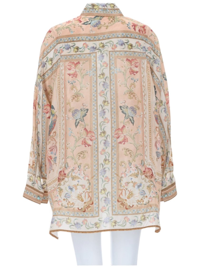 Zimmermann Roselight Floral Bird Silk Blouse