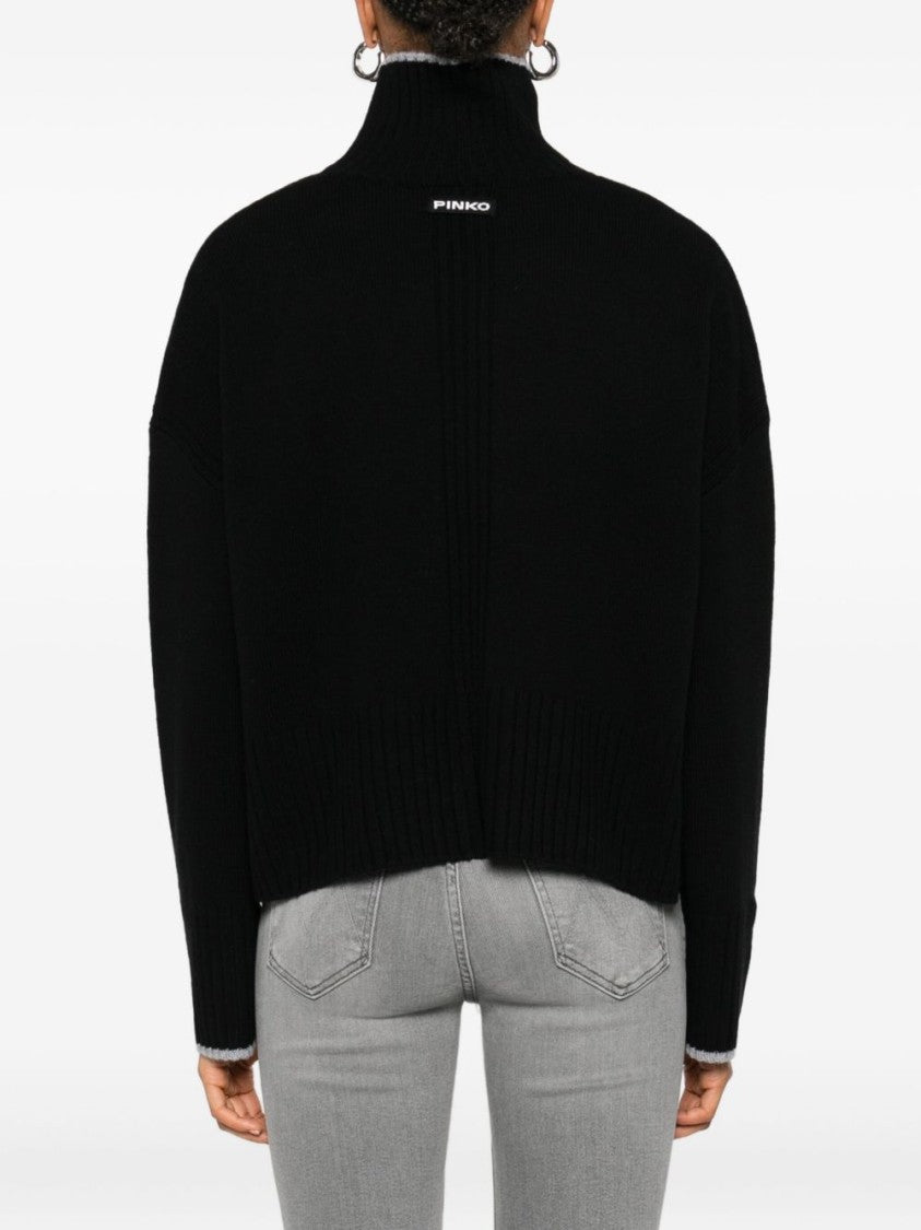 Pinko Black Wool-Cashmere Blend Sweater