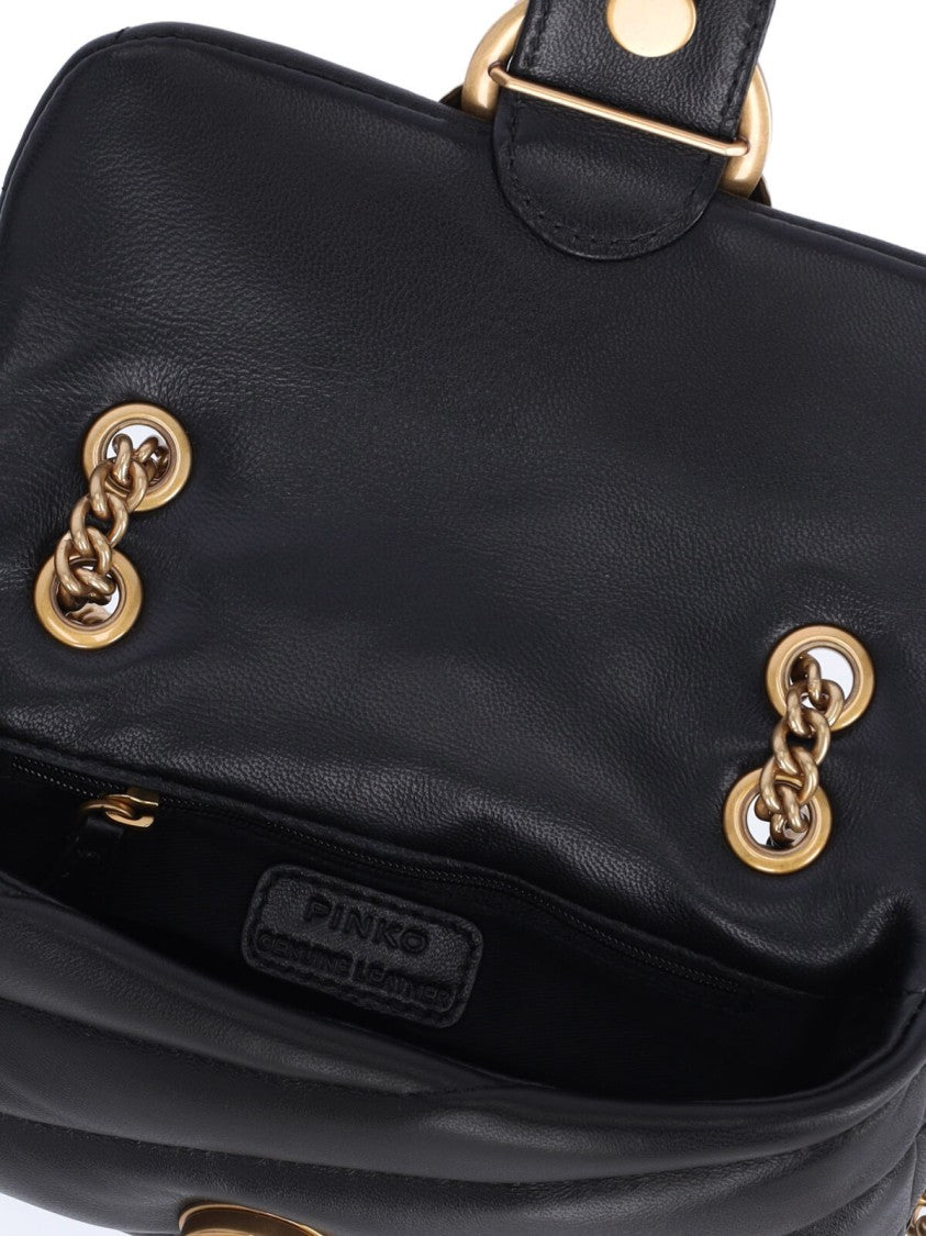 Pinko Padded Mini Shoulder Bag With Chain Strap And Logo Detail