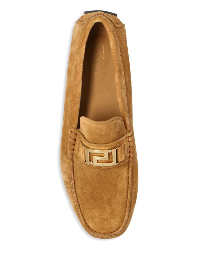 Versace Slip-On Sand Beige Suede Flat Shoes