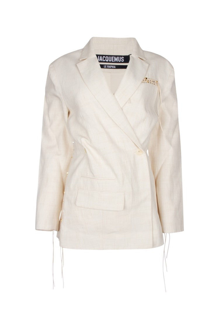 Jacquemus Asymmetrical Double-Breasted Blazer With Intricate Lacing Details